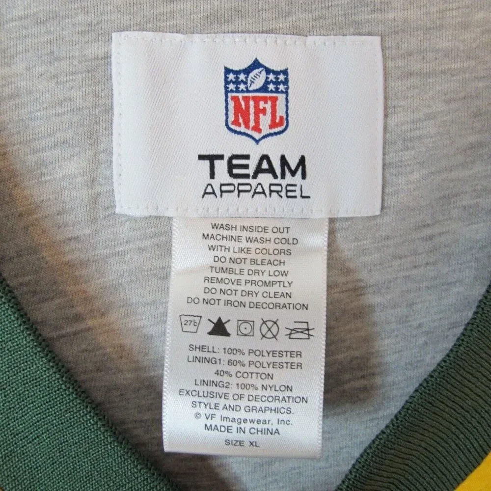 Green Bay Packers NFL Team Apparel‎ V-Neck Pullover Wind Jacket Men's XL Lined